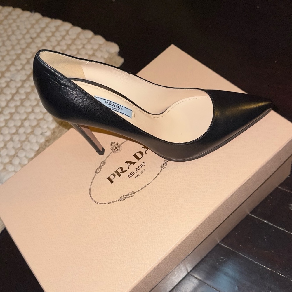 Prada Black Leather Pointed Heels